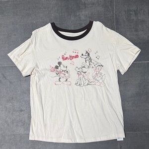 Disney Cream Short Sleeve Tee with Black Trim - Fun Times Graphic